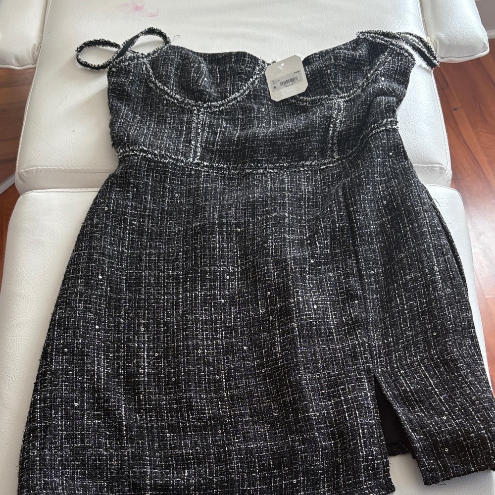 Black and White Tweed Dress